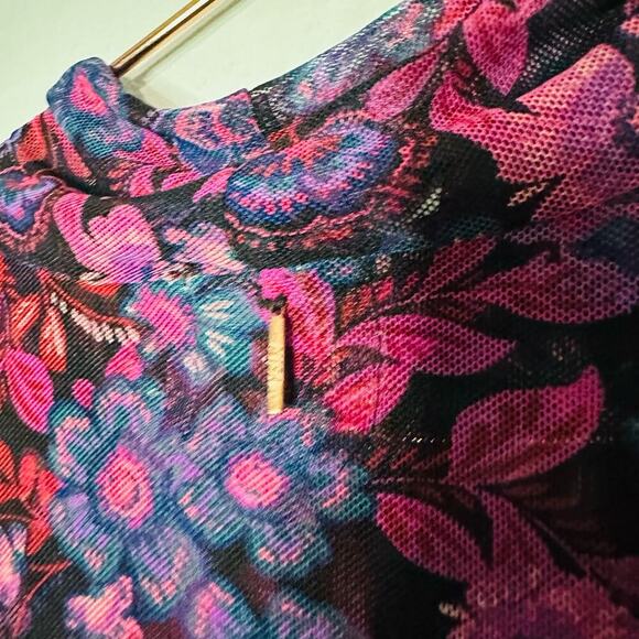 Misa Stormi Electric Ditsy Floral Mesh Sheer Midi Dress Size Extra Small - Picture 11 of 15